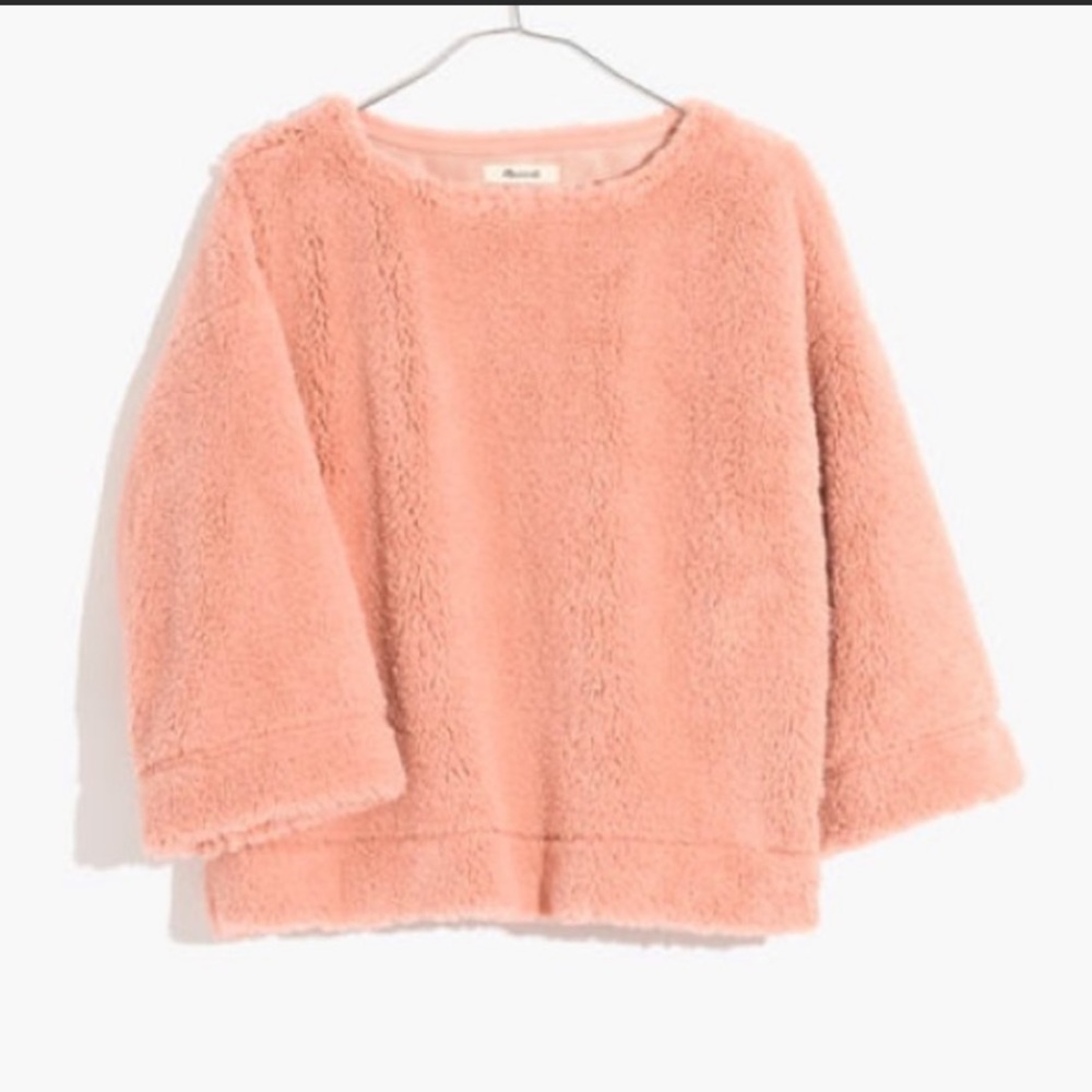 NWT Madewell Superfurry Teddy Top Boxy Pullover